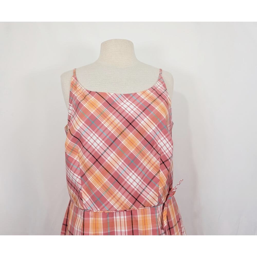 Vintage 90s Y2K Dress Pink Plaid Sundress Cotton Blend Women's Size 12 New - Picture 2 of 7